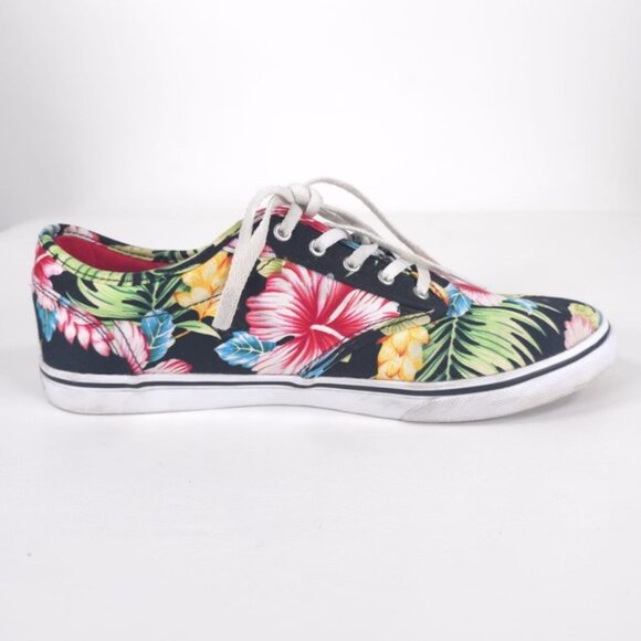 Vans Authentic Hawaiian Black Floral Hibiscus Skate Sneakers Shoe Women’s Size 9 - Picture 6 of 13